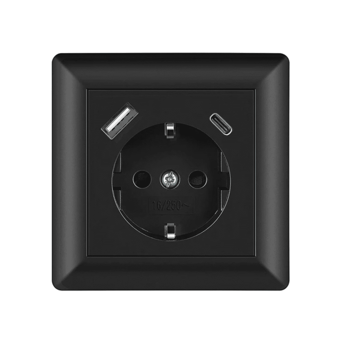 Steckdose mit USB schwarz