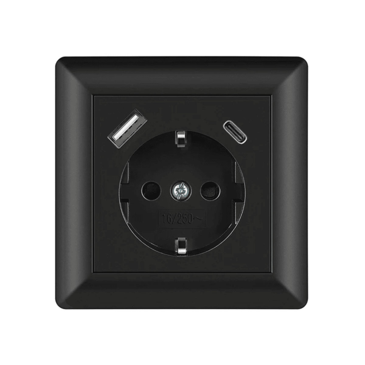 Steckdose mit USB schwarz