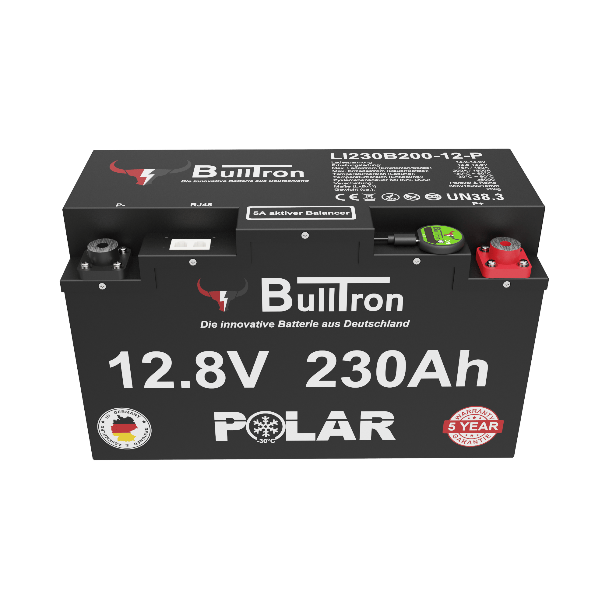 230Ah BullTron Polar LiFePO4 12.8V Akku mit Smart BMS, Bluetooth App und Heizung