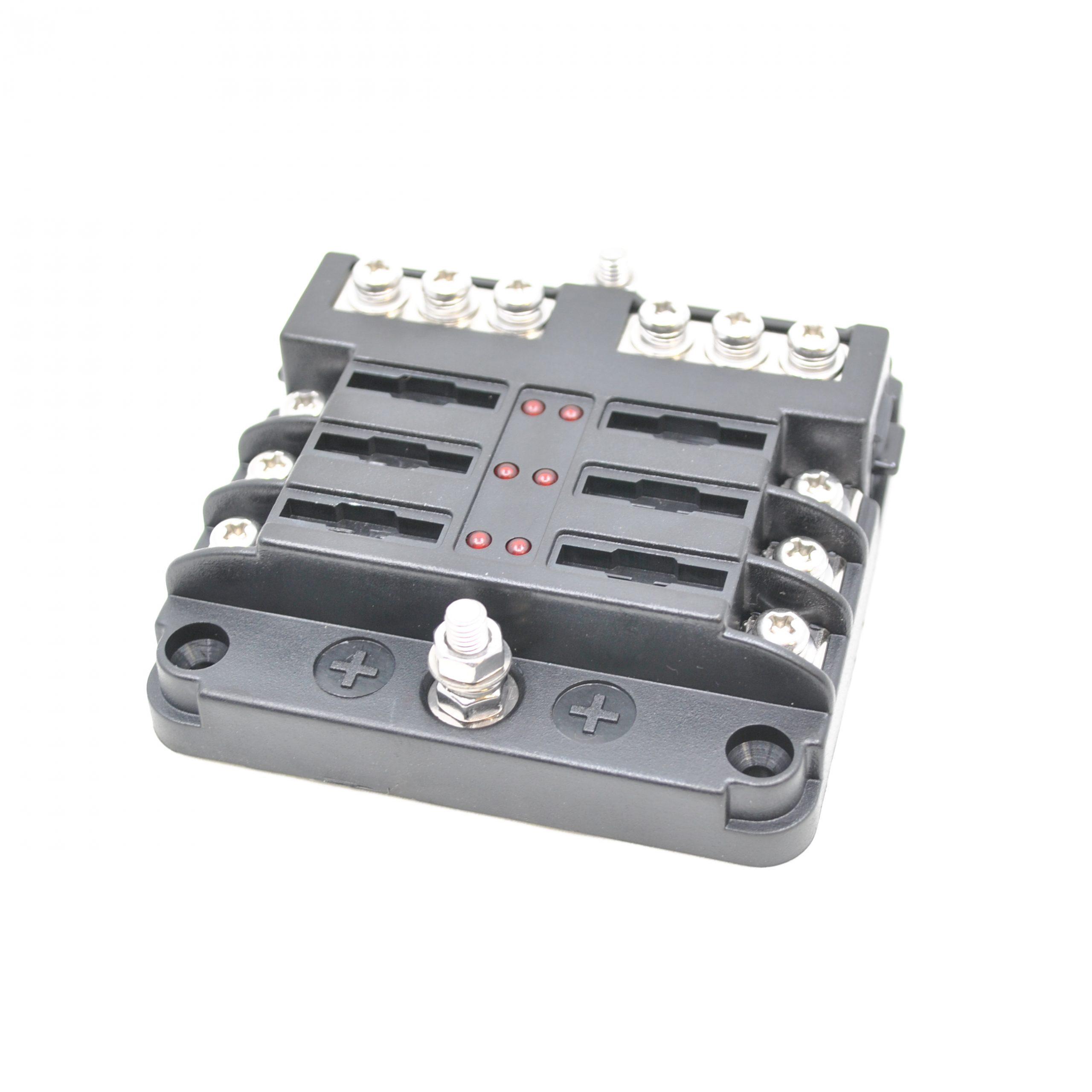 6-Fach Sicherungshalter mit Minuspol 12 Volt