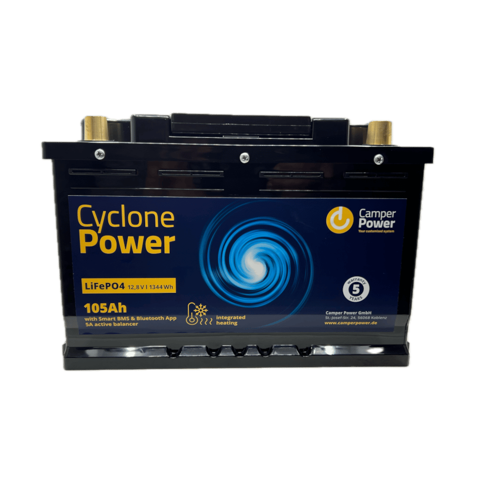 LiFePO4 Lithium Versorgungsbatterie 105Ah 12,8 Volt mit BMS und Heizung – CyclonePower