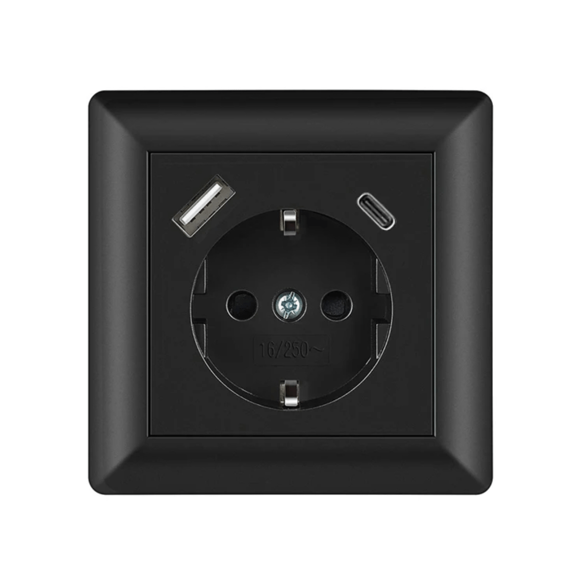 Steckdose mit USB Anschluss schwarz